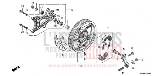 REAR WHEEL/SWINGARM WW125EX2A de 2010